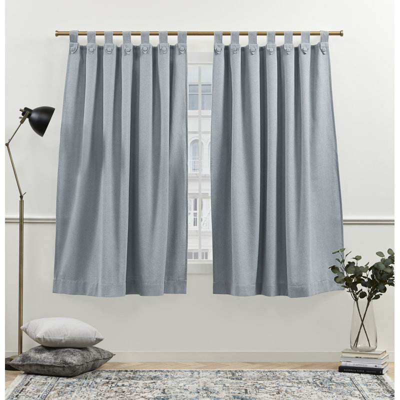 Nicole Miller New York Peterson Cotton Blend Tuxedo Tab Top Light Filtering Curtain Panels, Slate Blue, 54" W x 63" L