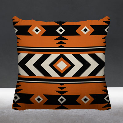 Fika Geometric and Ikat Outdoor Reversible Throw Pillow