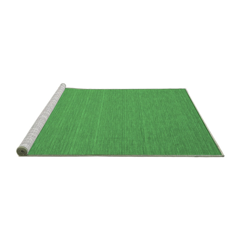 Tapis contemporain vert émeraude 181 lavable à la machine, Rond 5 pi