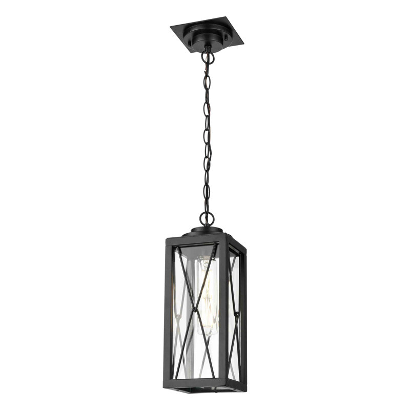Lanterne suspendue d'extérieur 1 lumière H 15,75 po Apison, Noir