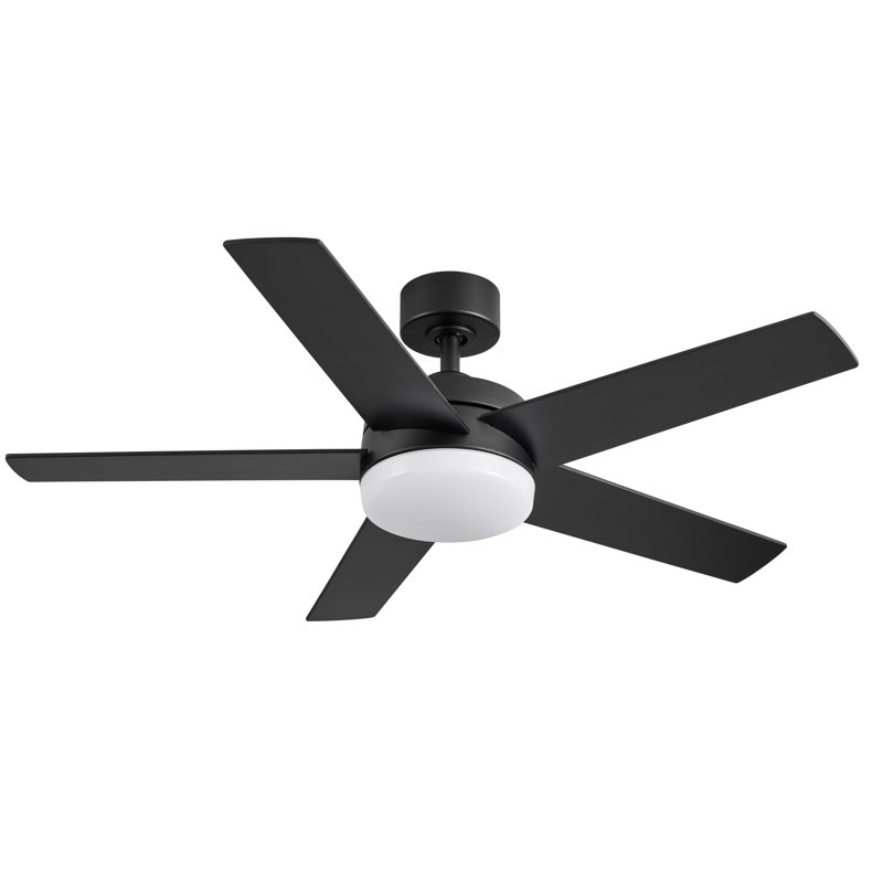 Ventilateur de plafond noir mat à 5 pales de 44 po Weeden avec télécommande, ensemble d'éclairage à DEL à intensité variable et moteur réversible