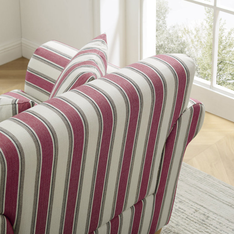 Divanique 40.94'' W Upholstered Accent Chair, Red Stripe  Polyester Blend