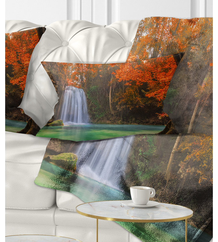 Coussin lombaire en cascade photographie erawan, 12 po x 20 po, Coussin lombaire