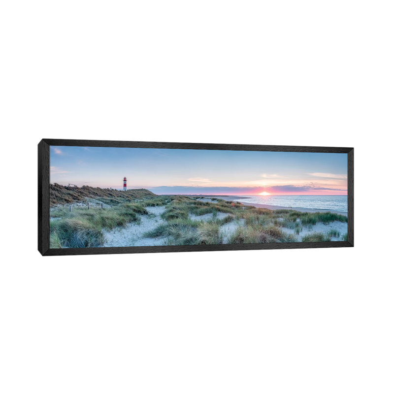 Sunset At The Dune Beach, Sylt, Schleswig-Holstein, Germany by Jan Becke - Panoramic Print on Canvas, Black Framed Canvas