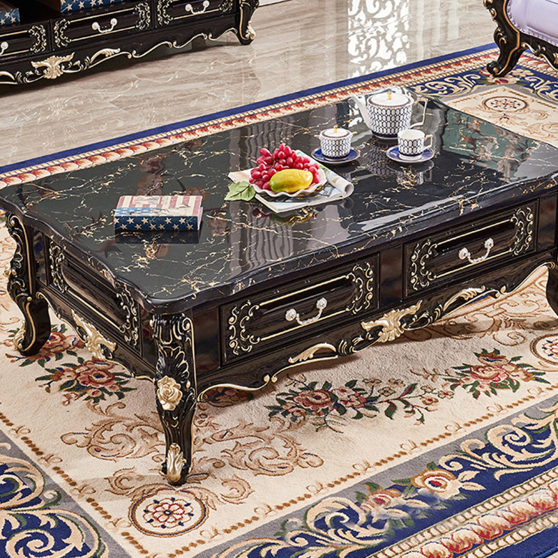 Table à thé rétro en marbre sculpté, H 20,87 po x L 51,18 po x l 31,5 po