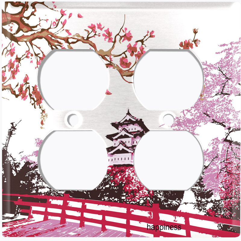 Plaque murale d'interrupteur à bascule japonais à motif de fleurs japonaises Sakura