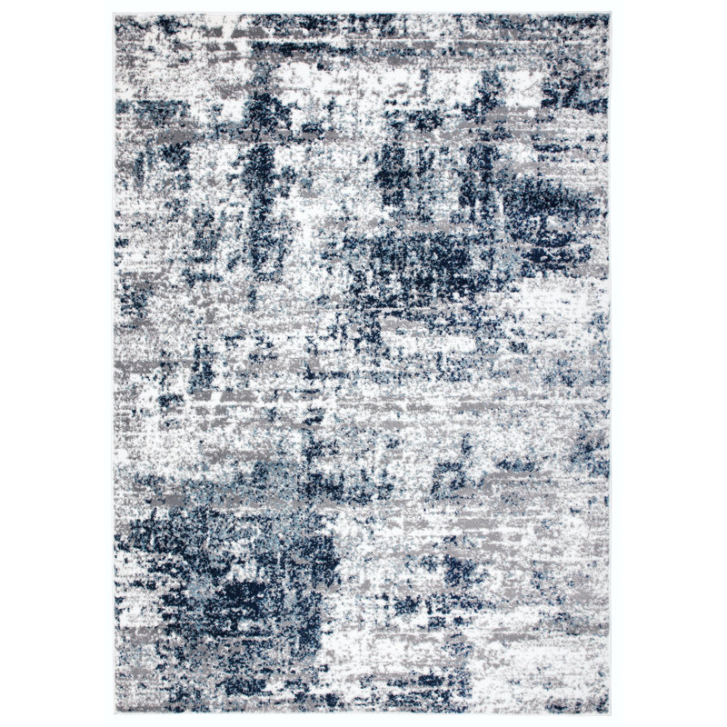 Tapis gris / bleu / ivoire Willington, Rectangle 9 pi x 12 pi