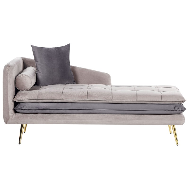Lisco Velvet Chaise Lounge, Beige