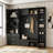 American Style 4-in-1 Hall Tree with Padded Bench, 4 Hooks, and Adjustable Storage Shelves-1192776069