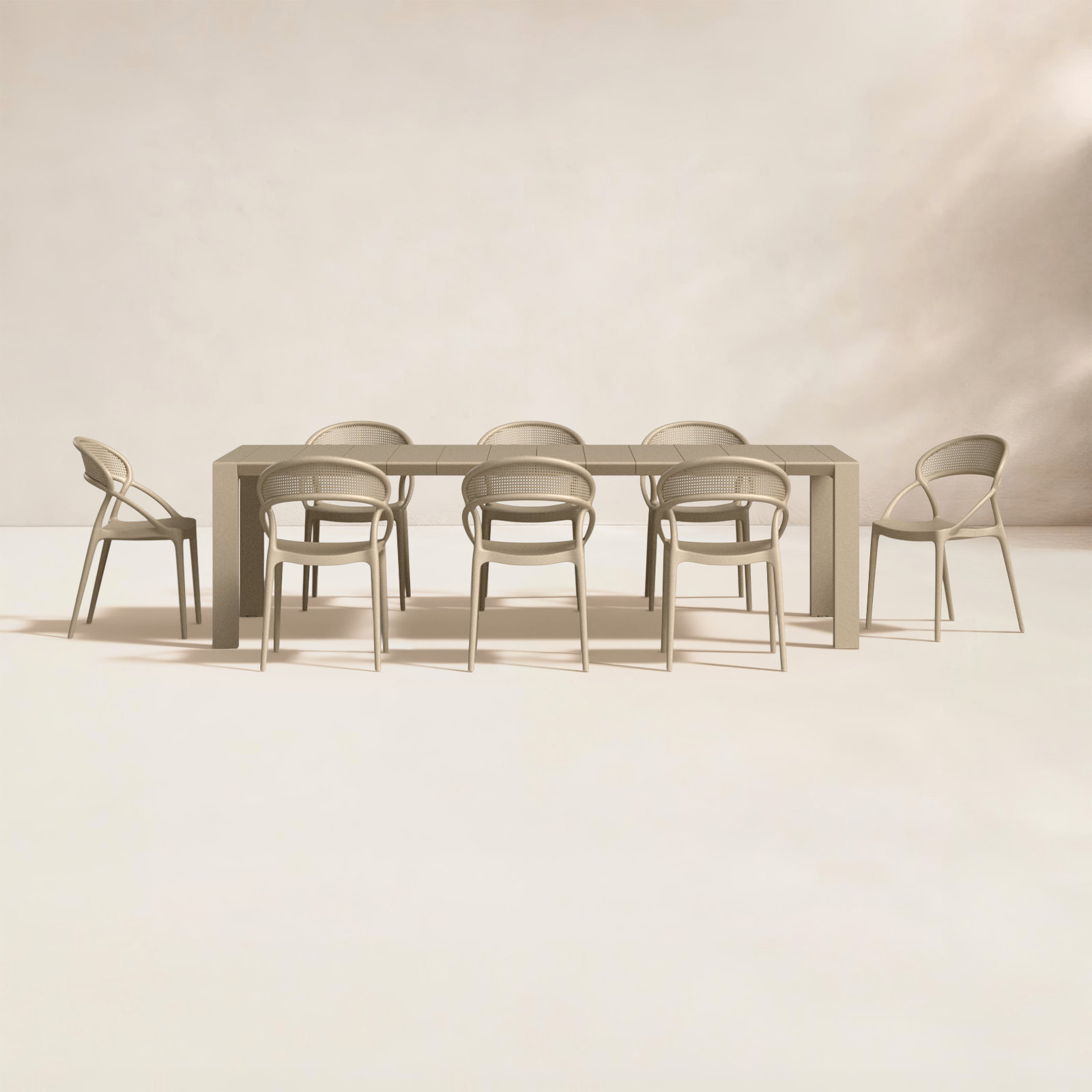 Farrah 118'' Rectangular 8-Person Outdoor Dining Set, Taupe