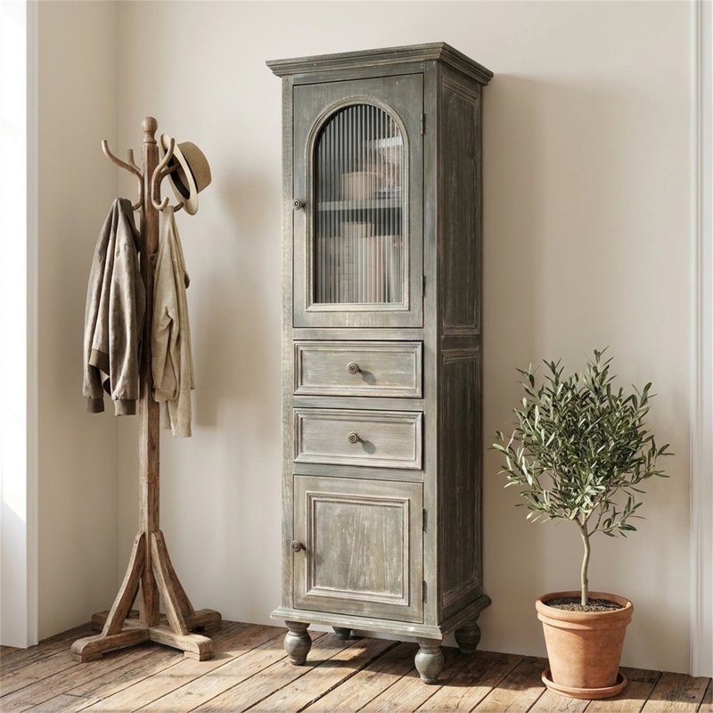 Armoire étroite Farmhouse, Black+ Grey