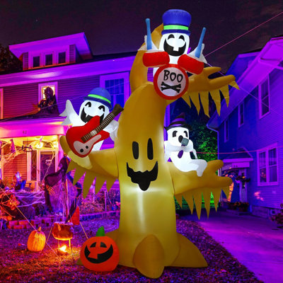 GOOSH Halloween Inflatable 7.8FT Ghost Tree Halloween Outdoor Tree with ...