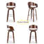 Tabouret de bar pivotant de 30 po de hauteur Mid-Century - Placage de noyer et similicuir, repose-pieds chromé, brun-1770940251