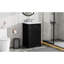 Meuble-lavabo noir de 50 cm avec lavabo, fini peint, tablette de rangement et poignée ronde. Porte d'armoire de 50 cm avec tablette réglable.