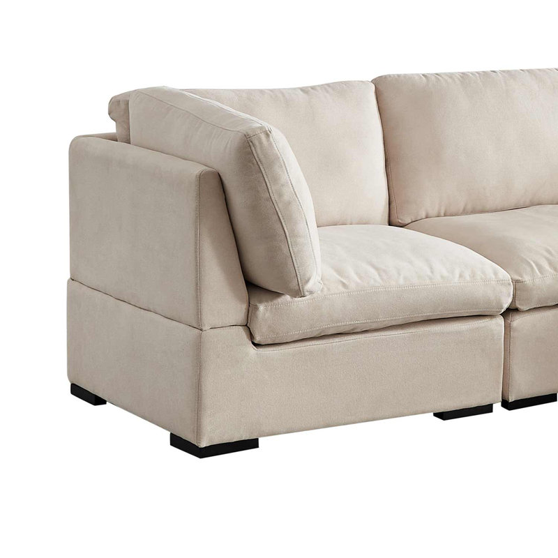 Canapé modulaire rembourré 4 pièces Romy, 100 % polyester beige