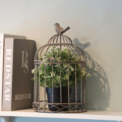 Decorative Birdcage, Rustic Plant Pot Holder, Candle Holder, Metal Wire Plant Stand