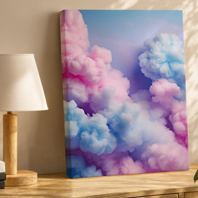 Toile, fond doux et rêveur, avec un délicat tableau d'art mural moelleux aux formes pastel dans des teintes pastel de rose bleu et pour toile