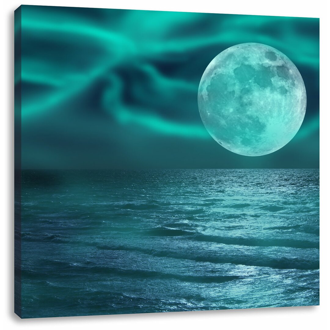 Leinwandbild Ruhiges Meer mit Vollmond