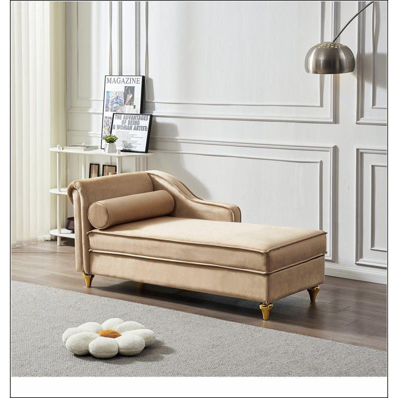 Chaise longue moderne avec revêtement en velours, Rose