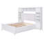 Lit double en bois avec armoire et tablette tout-en-un, blanc