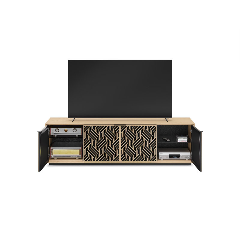 Elements - Cabinet with Rolling Plinth Base - Weave Door, Washed Oak
