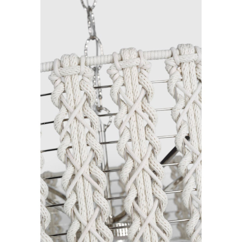 Catania 30" Hanging Shade With Cream Braided Rope, 29.25" H x 39.25" W x 39.25" D, Polished Nickel