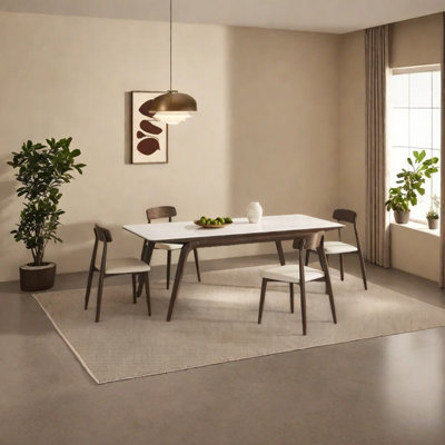 Sintered stone solid wood ash dining table set