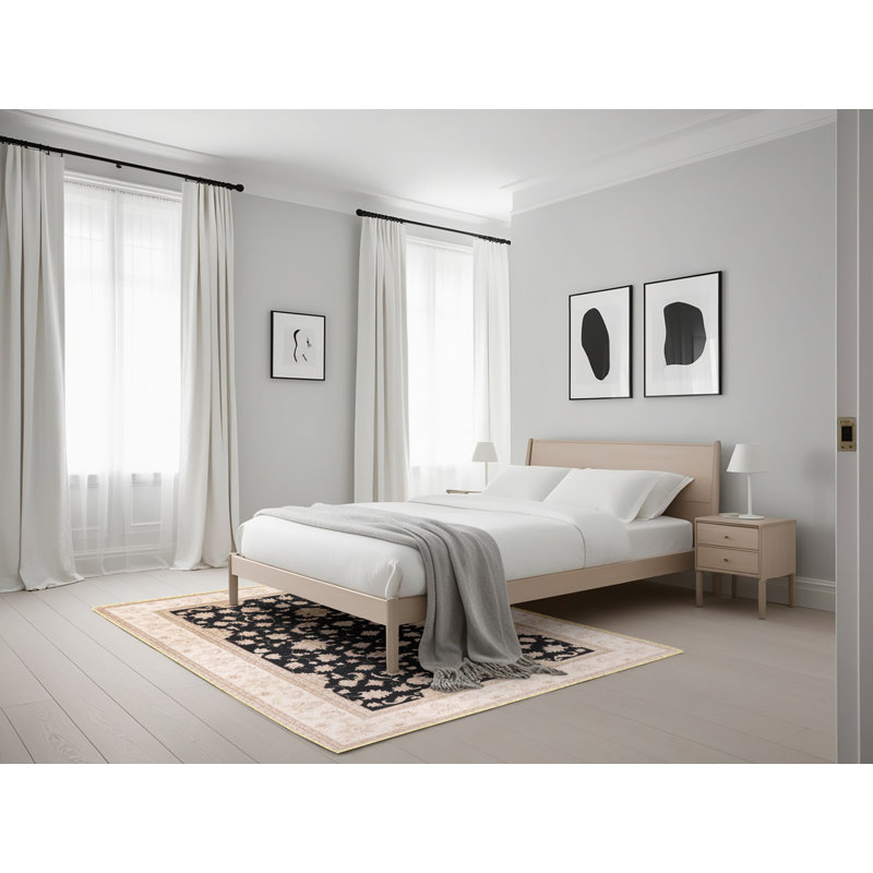 Tapis oriental ivoire / noir Chen, Rectangle 5 pi x 7 pi