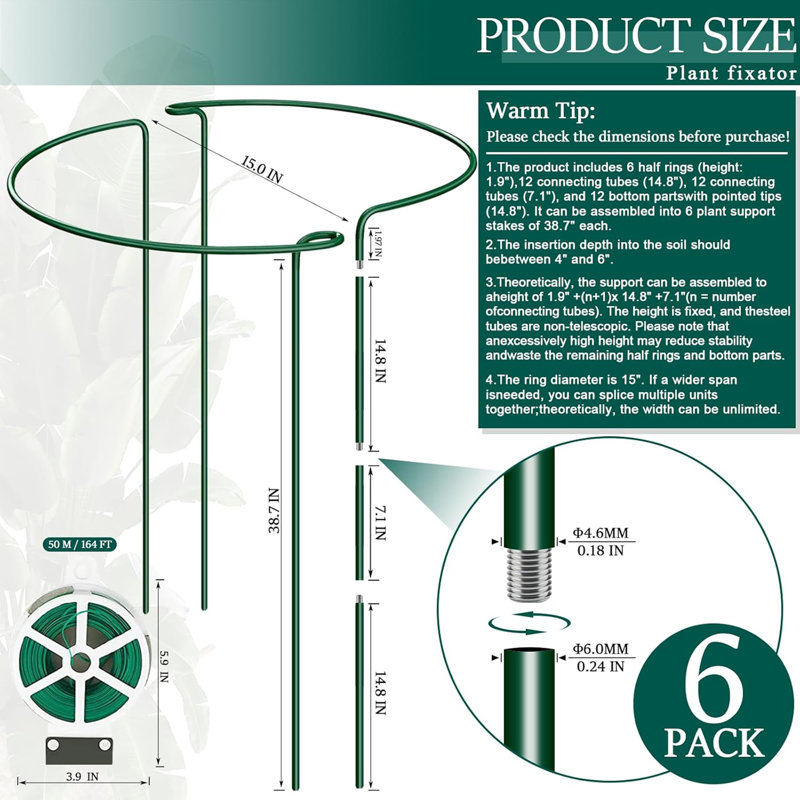 Tuteurs semi-circulaires emboîtables en acier pour plantes, cage annulaire résistante aux intempéries pour plantes de jardin d'extérieur
