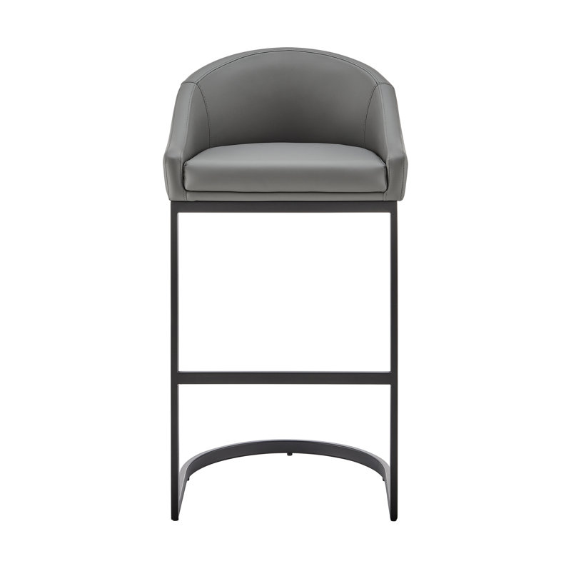 Tabouret de bar Ayoe, Tabouret de comptoir (siège d'une hauteur de 24 p, Siège gris / cadre noir