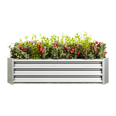 Lit de jardin surélevé rectangulaire en métal argenté de 421 pi pour une variété de plantes, d'herbes et de légumes - Jardinière stable de longue durée