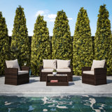 Accomac 4 Piece Patio Set with Back Pillows and Seat Cushions