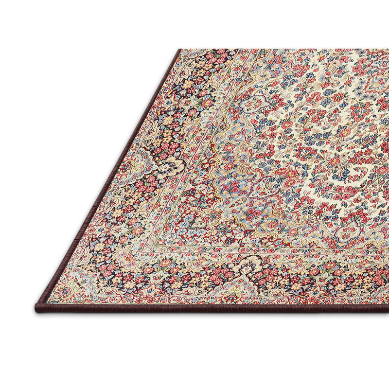 Tapis beige/gris/rouge traditionnel Xavieyah, Rectangle 3 pi x 5 pi