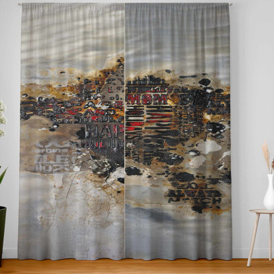 Texturized World Map Curtain Pair | Typography Home Decor