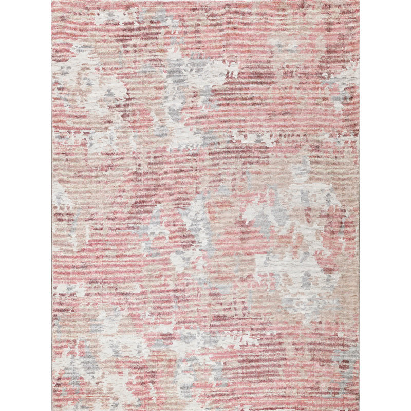 Mineral Abstract Area Rug in Red Orange, Rectangle 9' x 12'