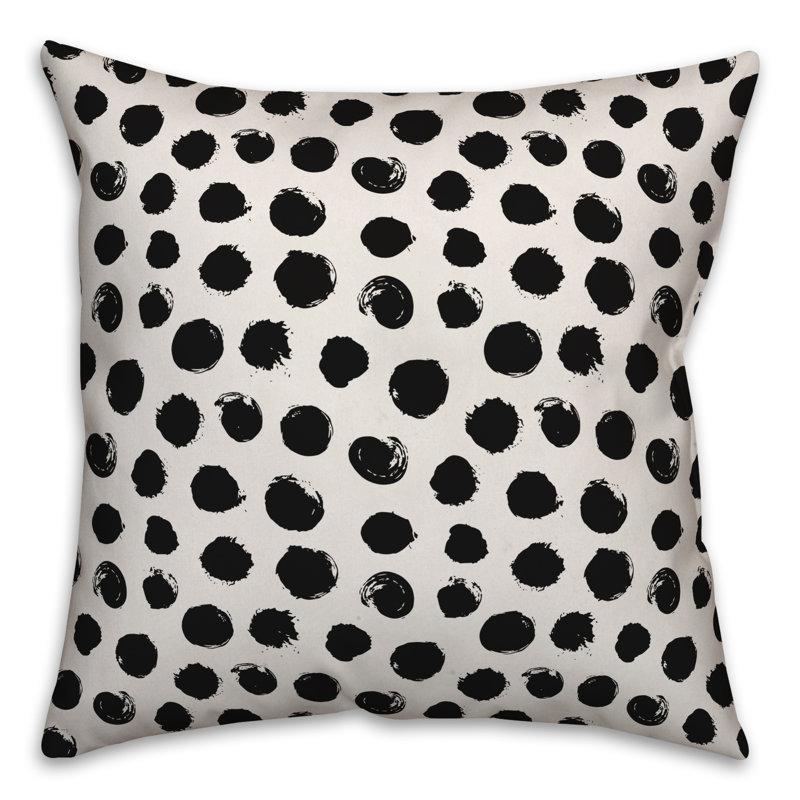 Polka Dots Reversible Throw Pillow, White/Black Polka Dots 1, 20" x 20"