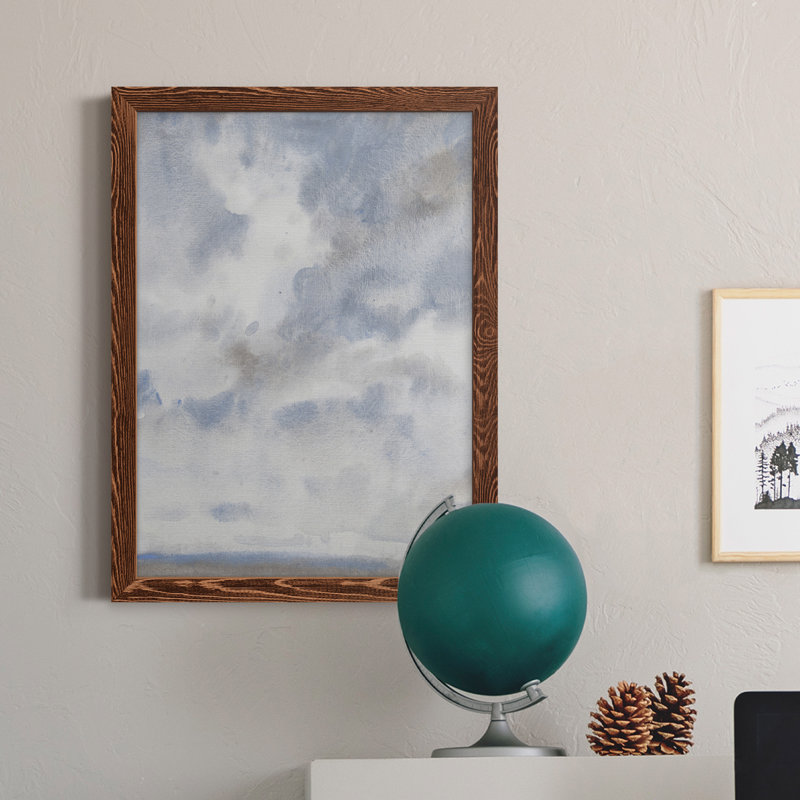 Ciel bleu III - Peinture sur toile encadrée, Érable, H 44 po x l 31 po x P 1 po