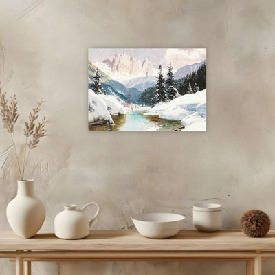 Art mural rétro sur toile sans cadre 24 po x 20 po WinterLandscape