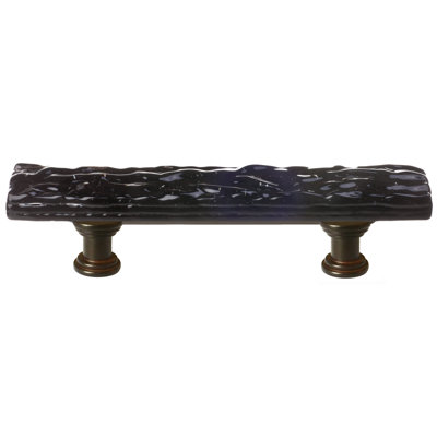 Glacier 3" CTC Skinny Black Glass Decorative Hardware Cabinet Bar Pull