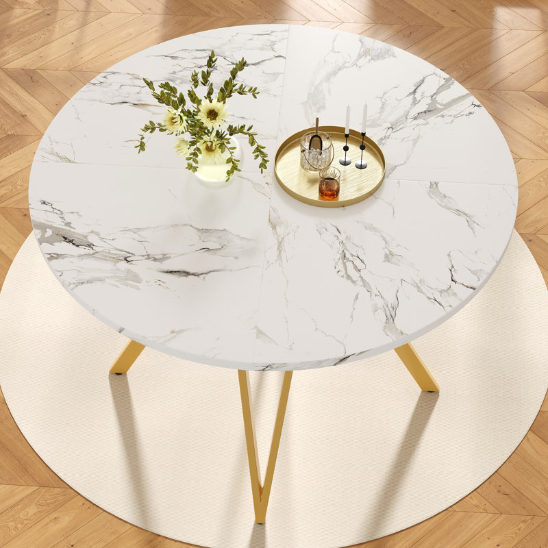 100 Cm Round Dining Table With Legs, Yellow