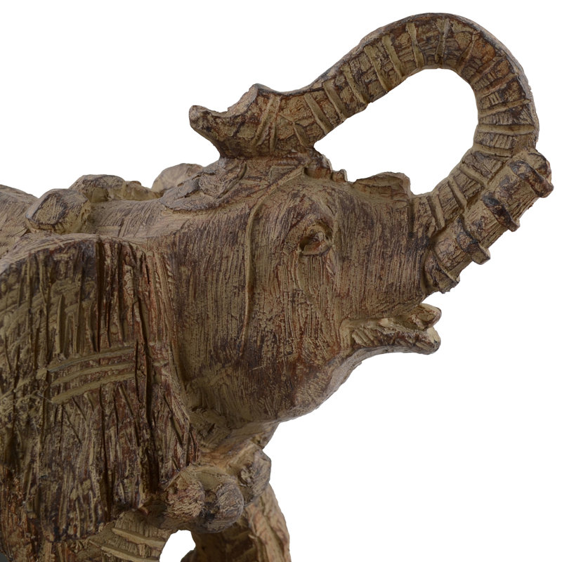 ELEPHANT BOOKENDS 23cm Carved Wood Effect