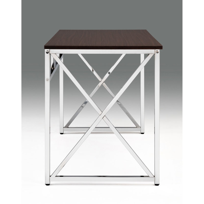 Bureau brun contemporain / Poids : 17,98 kg, finition polie, espace de travail fonctionnel de 119 cm de large, plateau et piètement résistants aux rayures, style élégant