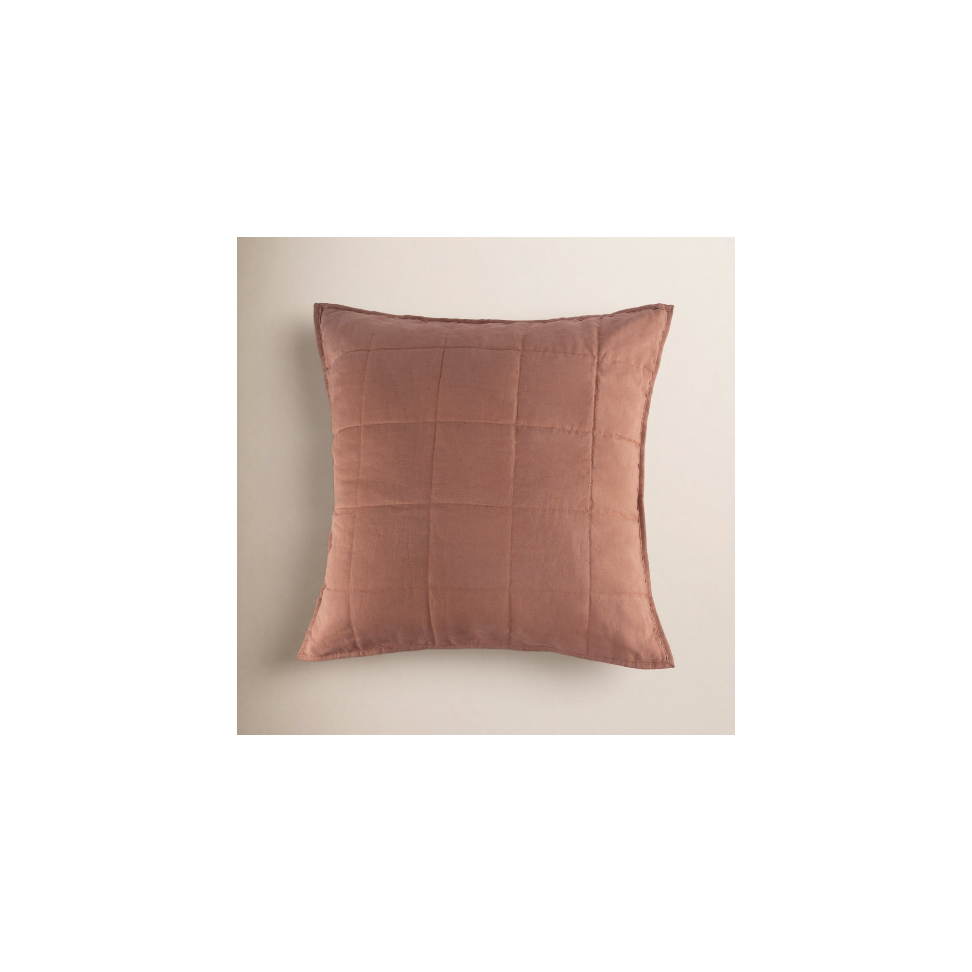 French Linen Box Stitch Quilted Euro Sham, Clay