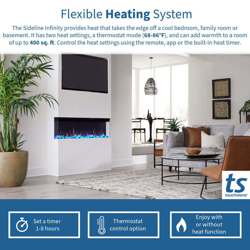 Sideline Infinity 72" Black 3-Sided Smart Electric Fireplace