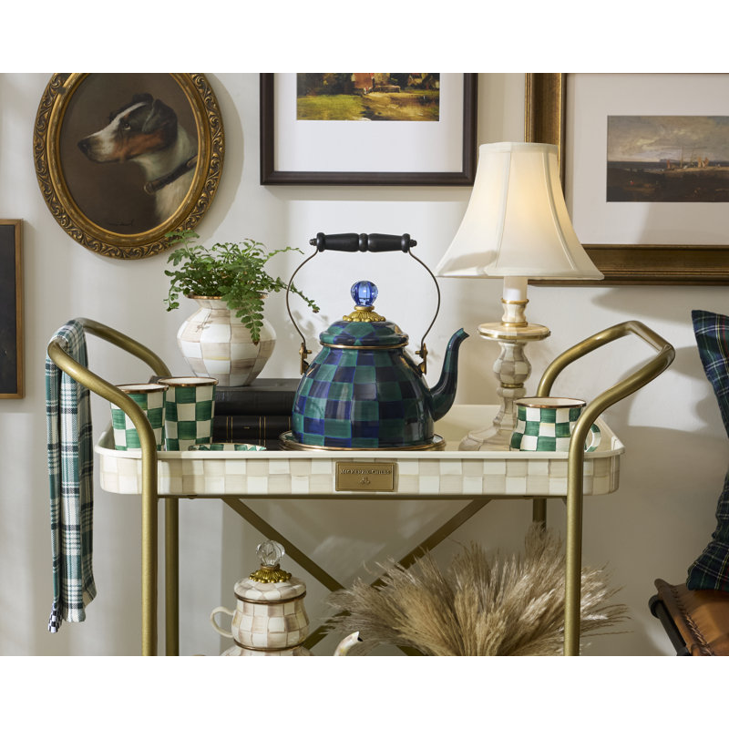 Mocha Check Candlestick Lamp, Beige/White, Beige
