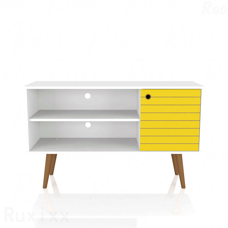 Meuble télé, blanc et jaune, Jaune / Blanc