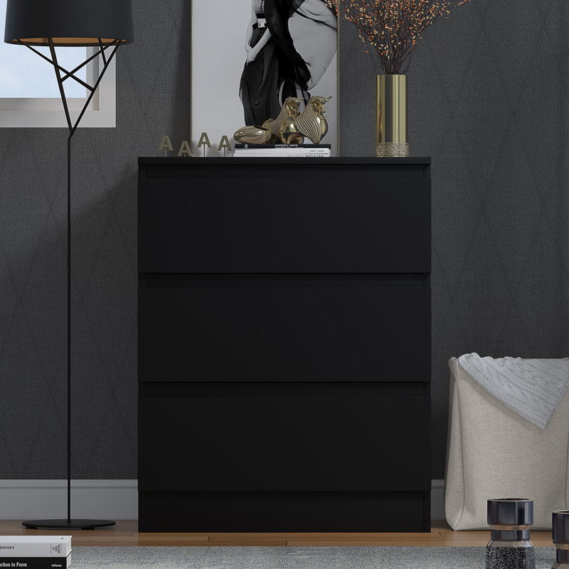 Warren 3 Drawer 60cm W Chest of Drawers , Black