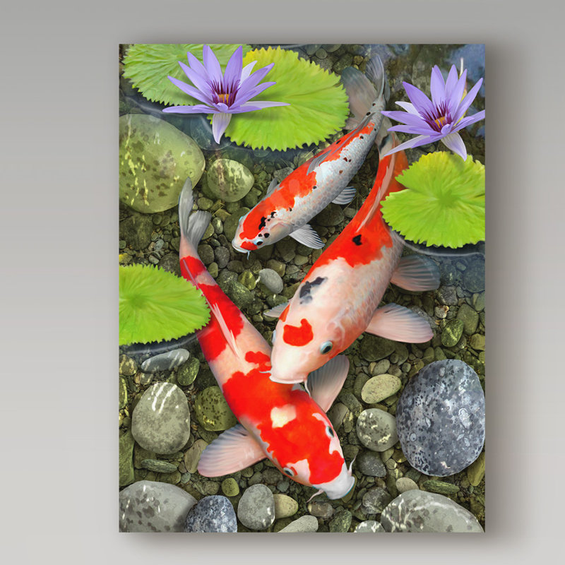 Koi Fish Under Lily Pads Canvas Art, 27" x 33"