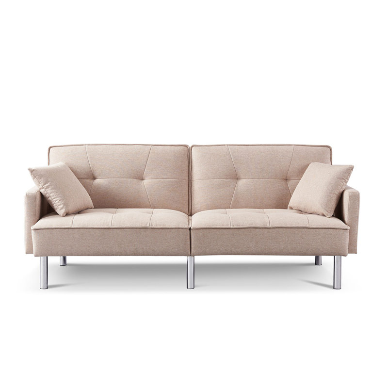 Canapé-lit inclinable rembourré Degmo, Microfibre/microsuède beige