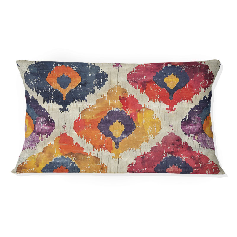 Coussin lombaire rétro rouge et noir géométrique